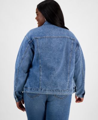 Trendy Plus Size Studded Denim Jacket