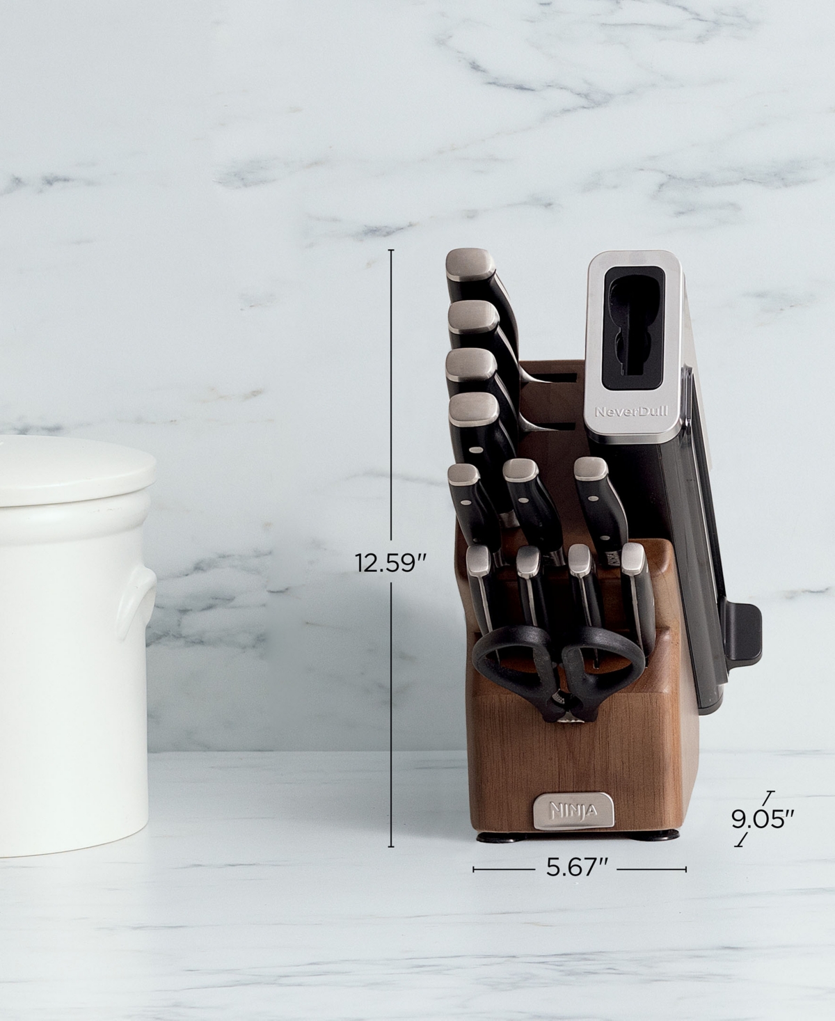 Ninja Foodi Neverdull Premium 13-piece Knife & Block Set In Walnut And Black