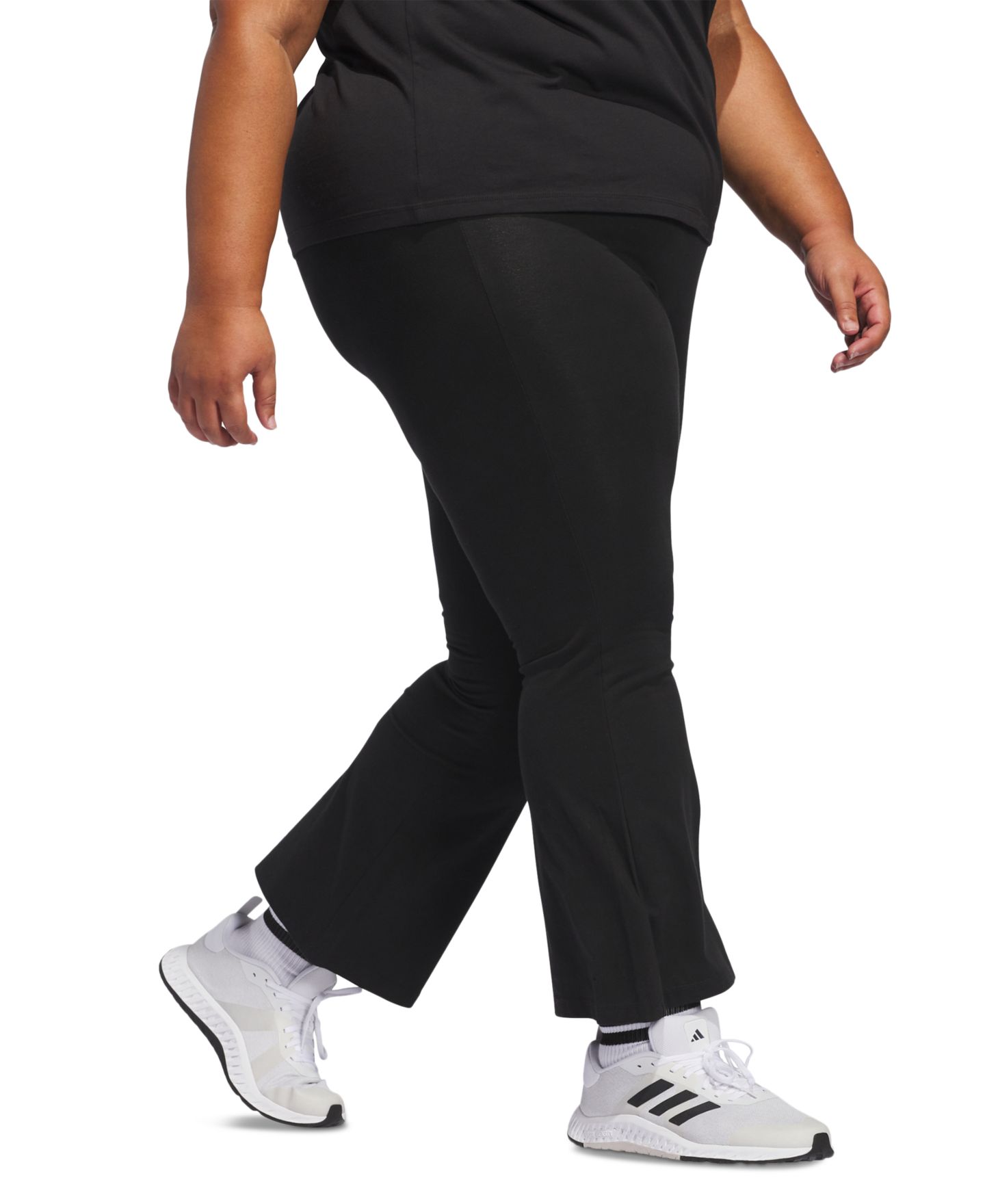 Женские брюки adidas Plus Size Small Logo Flare, цвет: Чёрный — фото 2