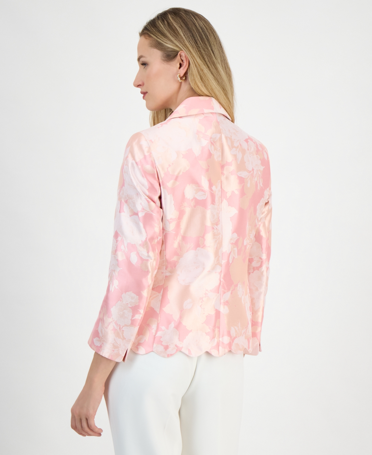 Kasper Women's Jacquard Shawl-Collar Scallop-Hem Jacket, Regular and Petite