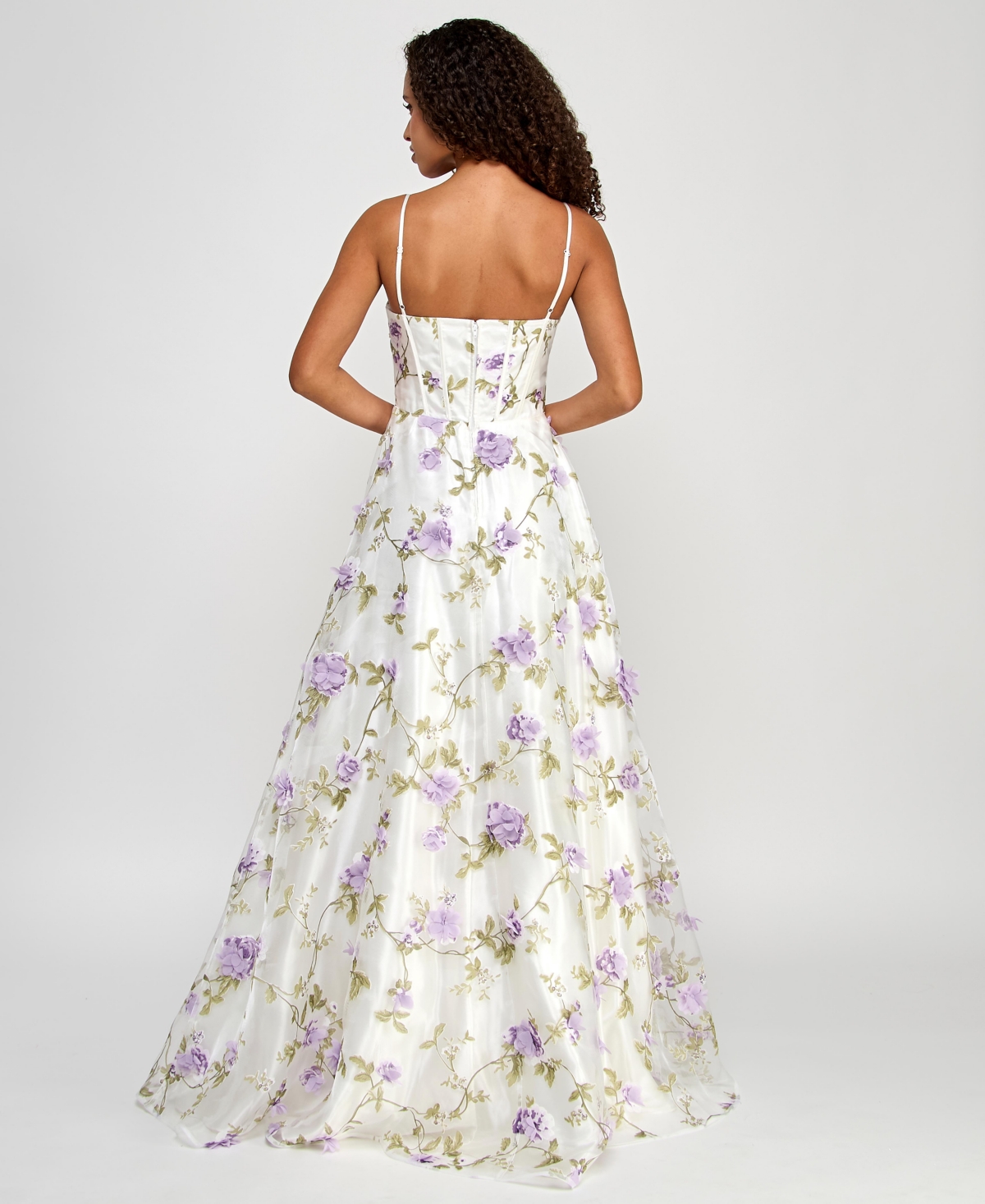 SAY YES JUNIORS' 3D FLORAL EMBELLISHED BALL GOWN, CREATED FOR MACY'S 