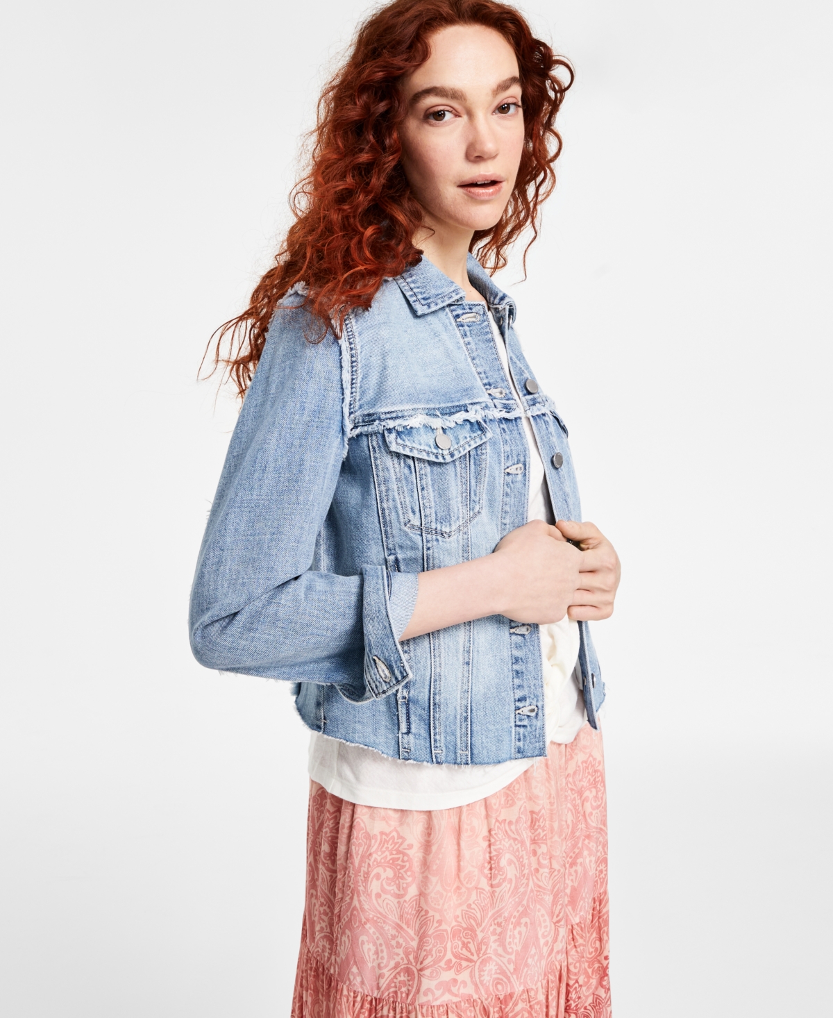 Liverpool Los Angeles Women's Frayed Trucker Jacket In Newport Bay