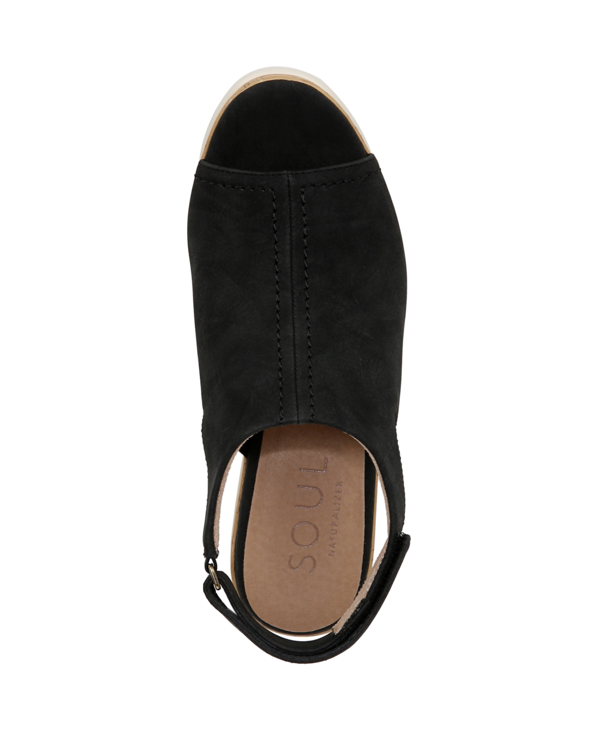 Shop Soul Naturalizer Women's Giselle Peep Toe Slingback Wedge Sandals In Black Faux Nubuck