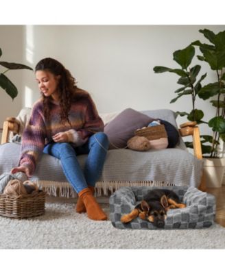 Checkered Cuddler, Ultra-Soft & Elegant Pet Bed for Dogs & Cats, Designed for Comfort and Durability