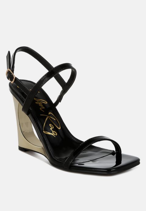 Женские сандалии London Rag Ladra Fantasy Wedge Heel, цвет: Чёрный лаковая искусственная кожа