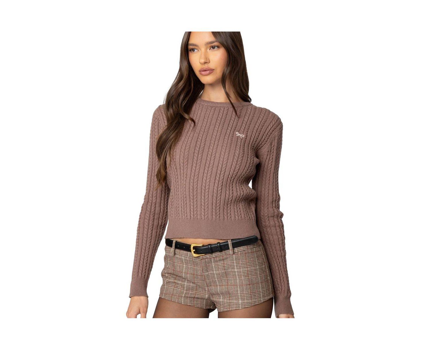 Women's Beverly Bow Cable Knit Sweater