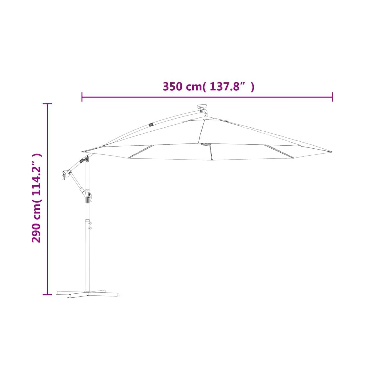 vidaXL Cantilever Garden Parasol with Led Lights and Metal Pole 137.8