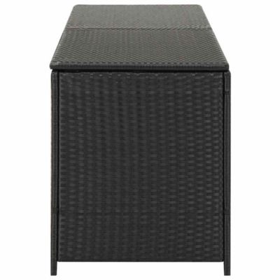 Storage Chest Black Poly Rattan, Powder-Coated Steel Large