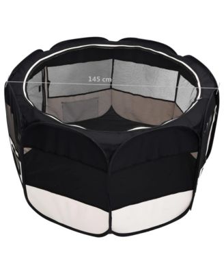 Foldable Dog Playpen with Carrying Bag Black 57.1"x57.1"x24"