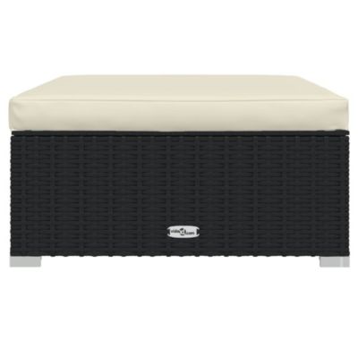 Garden Lounge Set Black PE rattan, powder-coated steel, plastic