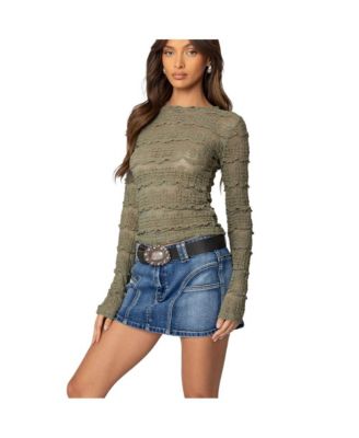 Womens Daisey Textured Sheer Lace Top