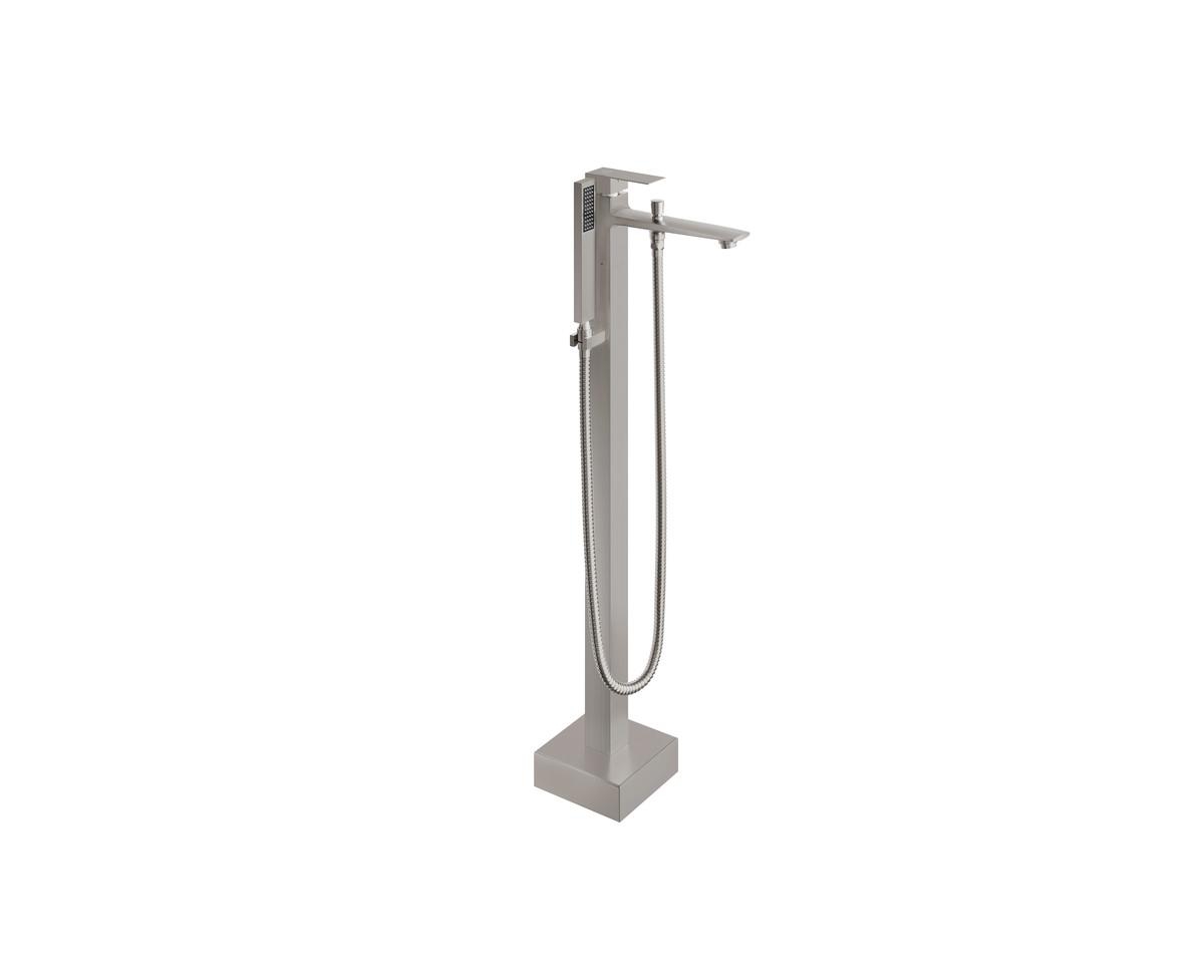 Freestanding Single Handle Floor Mounted Roman Tub Faucet Bathtub Filler with Hand Shower - Chrome
