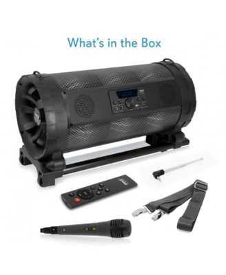 Portable Bluetooth BoomBox Speaker System with LED Lights, FM Radio, Karaoke Microphone, 600W Output