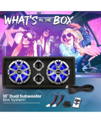 Active Dual Bass Subwoofer Box System, 10-Inch 500W, LED Illuminating Lights, Rear Vented