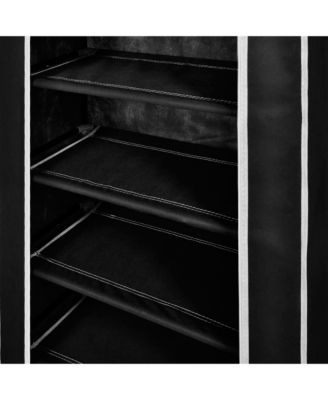 Fabric Shoe Cabinet with Cover 23&amp;quot; x 11&amp;quot; x 42&amp;quot; Black