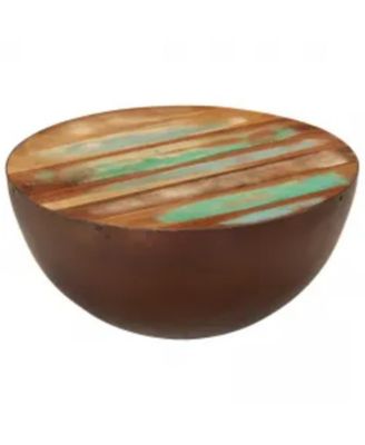 Coffee Table Bowl-shaped with Steel Base Solid Reclaimed Wood