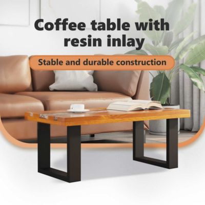 Coffee Table Multicolour Solid teak and mango wood with clear resin