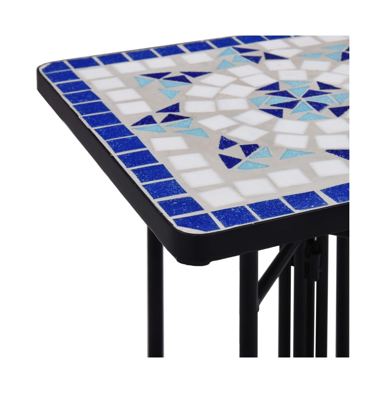 vidaXL Mosaic Side Tableand White Ceramic - Blue