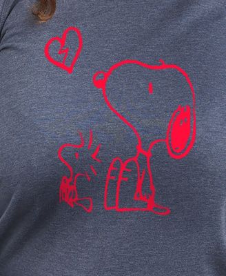 Plus Size Peanuts Valentines Day Broken Heart Graphic Crew Neck Top