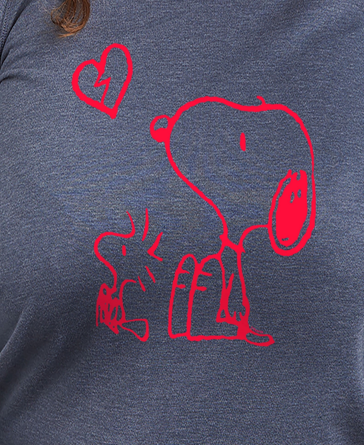 Hybrid Apparel Plus Size Peanuts Valentines Day Broken Heart Graphic Crew Neck Top In Blue