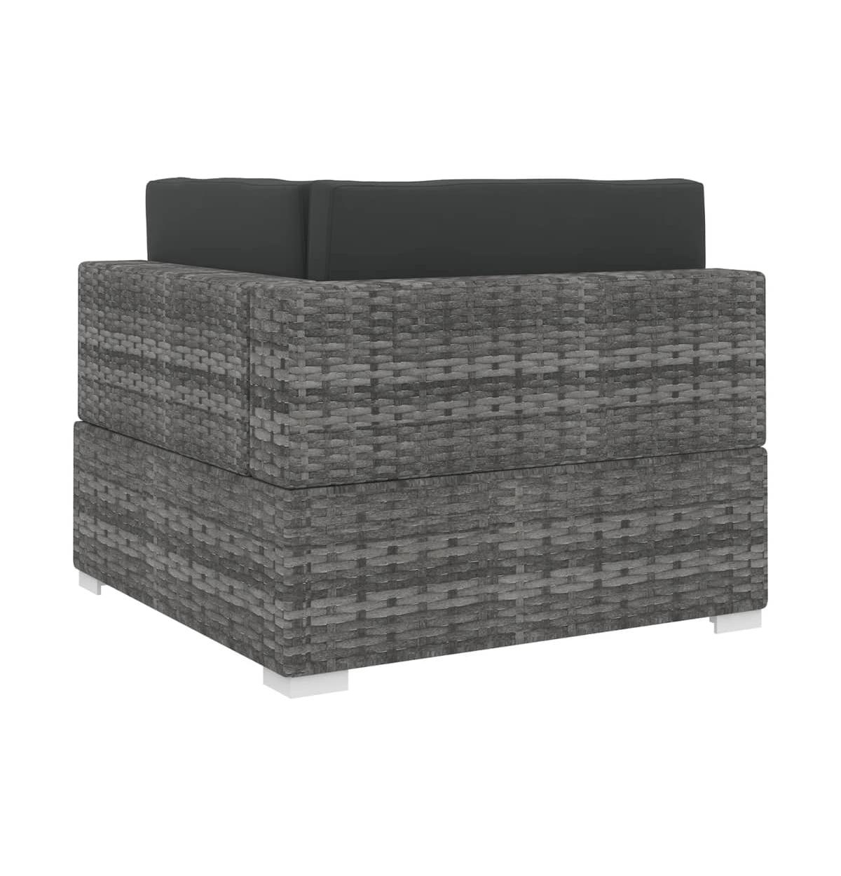 vidaXL Sectional Corner Chair with Cushions Poly Rattan- Gray