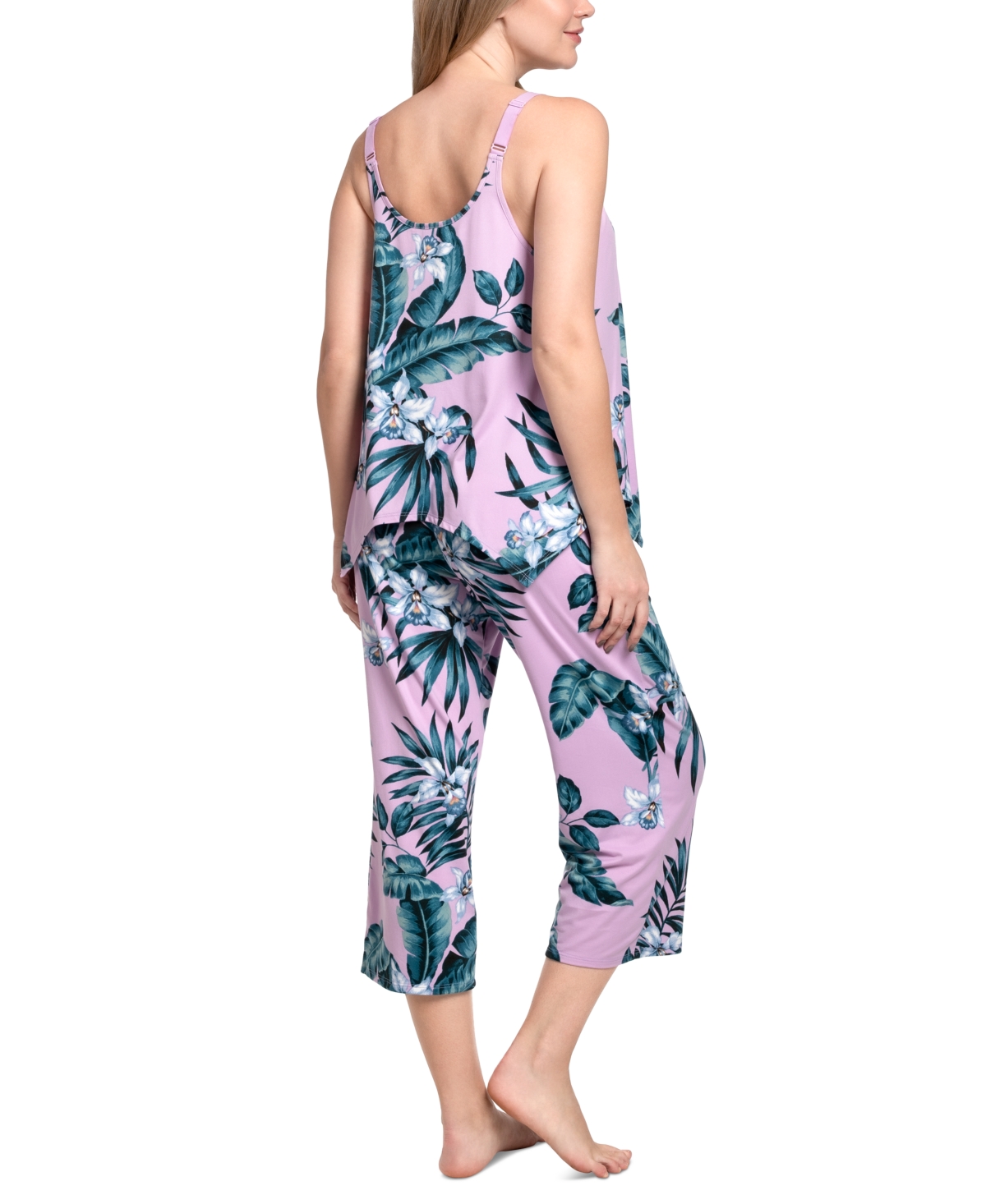 Linea Donatella Women's Rhadna Cropped Pant Pajama Set In Pink Floral
