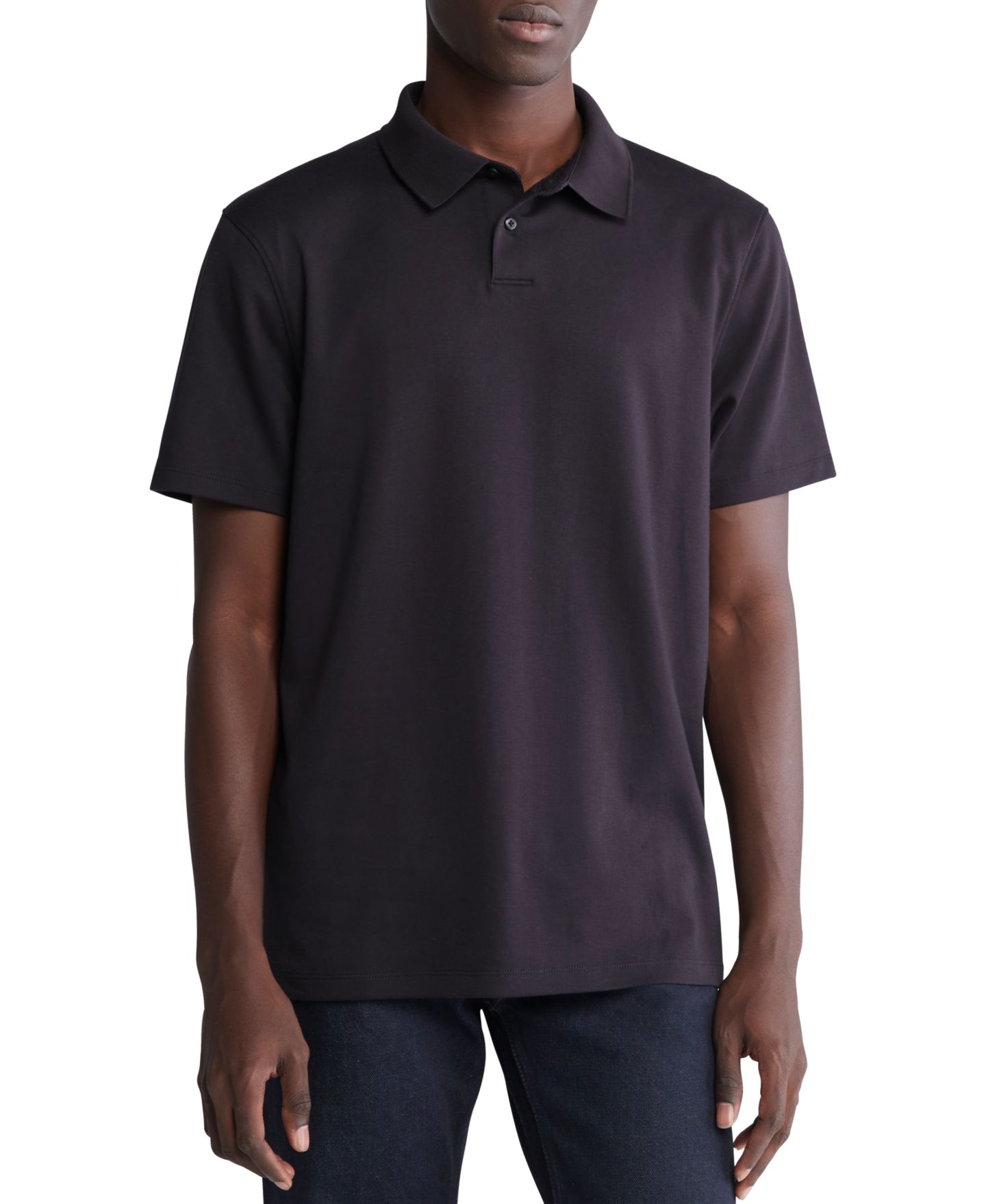 Мужское поло Calvin Klein Supima Short-Sleeve Polo Shirt, цвет: Чёрный — фото 1