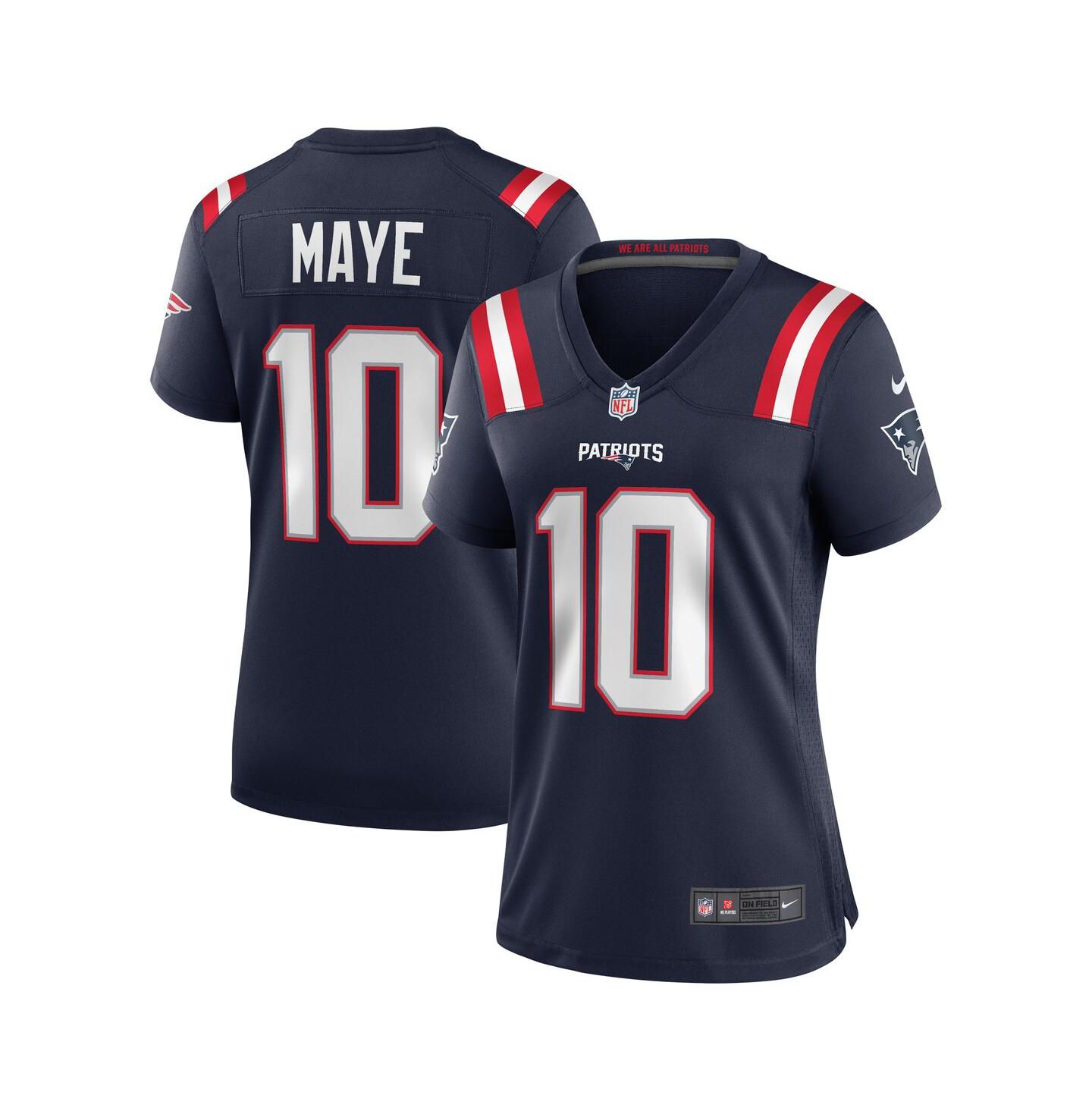 Женское джерси Nike Drake Maye New England Patriots Player Game, цвет тёмно-синий — фото 1
