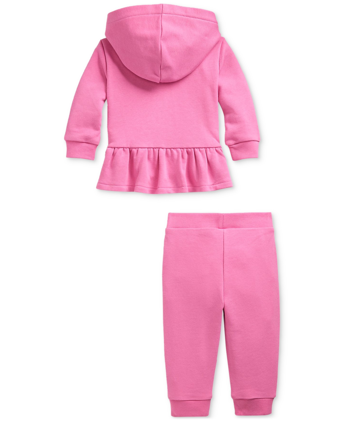 Polo Ralph Lauren Ralph Lauren French Terry Zip-up Peplum Hoodie & Joggers Set In Pink