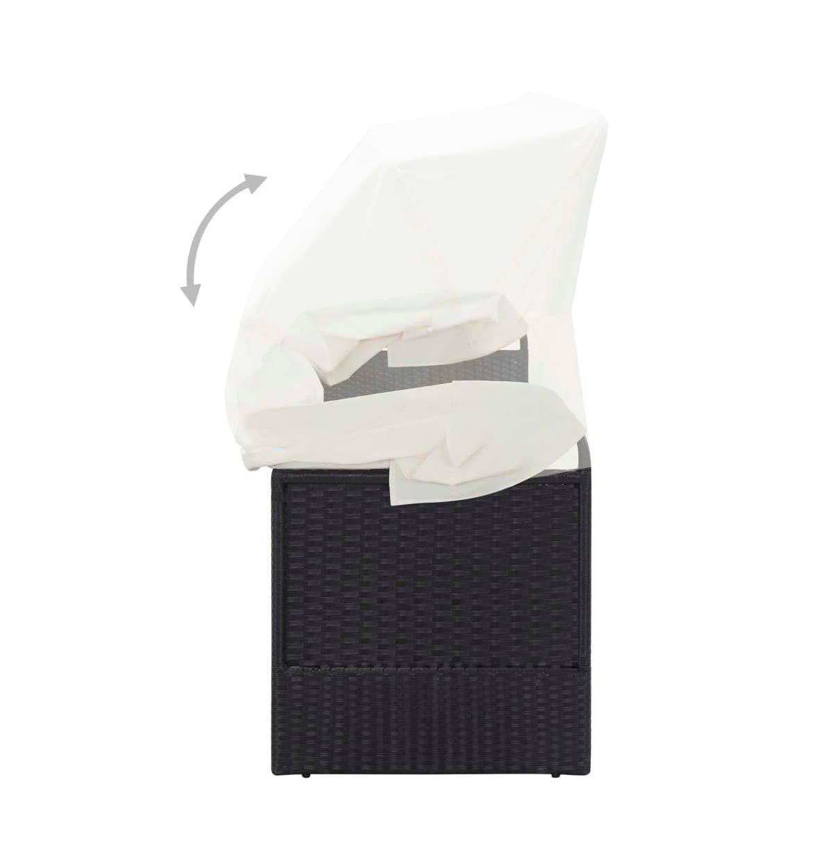 vidaXL Patio Sofa with Canopy Black Poly Rattan