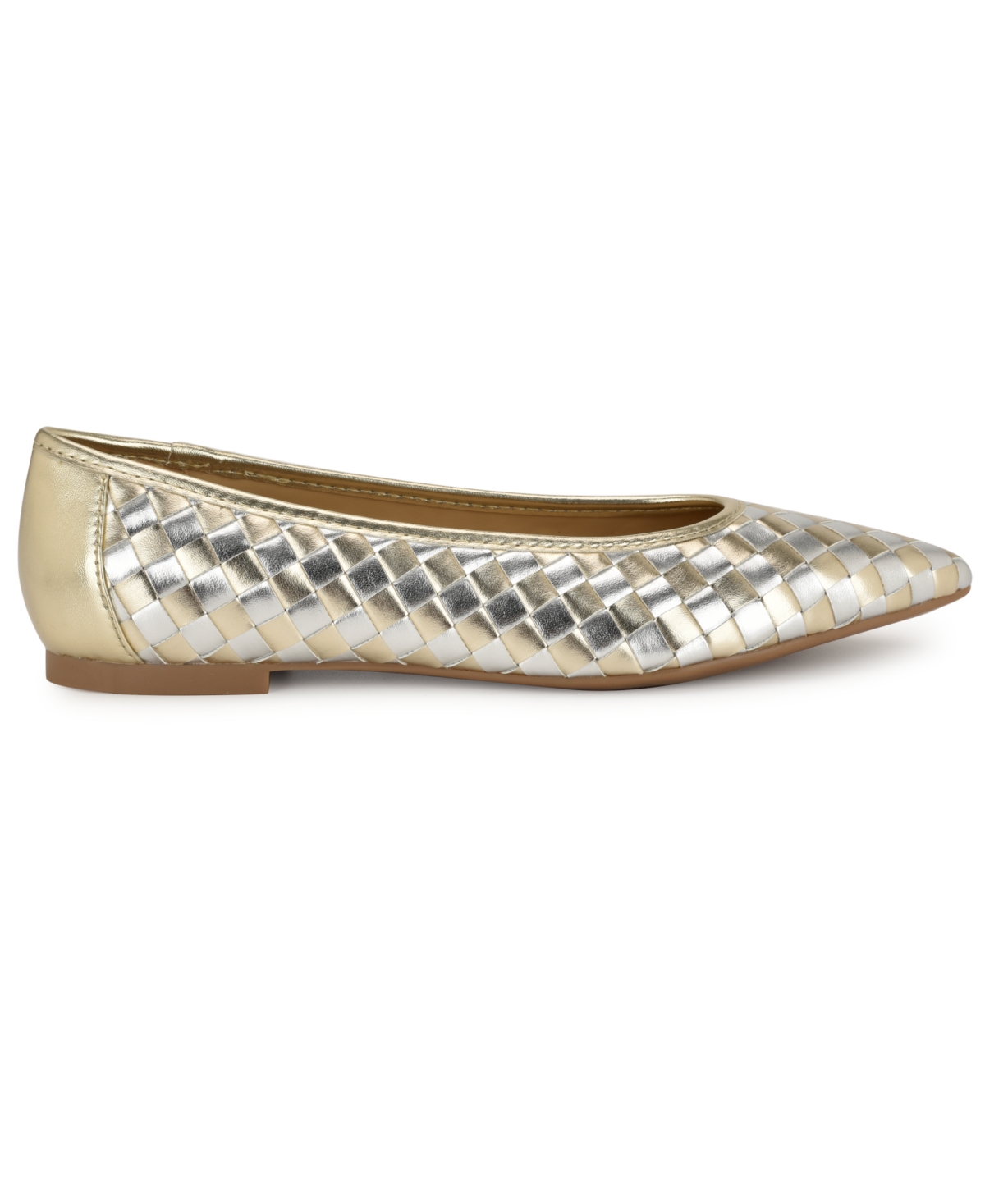 Nine West Largo Pointed Toe Flat In Silver,gold
