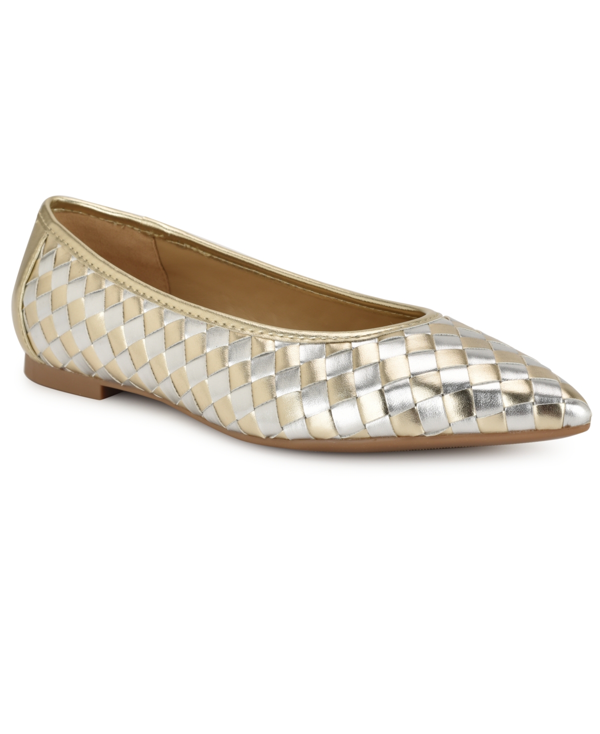 Nine West Largo Pointed Toe Flat In Silver,gold