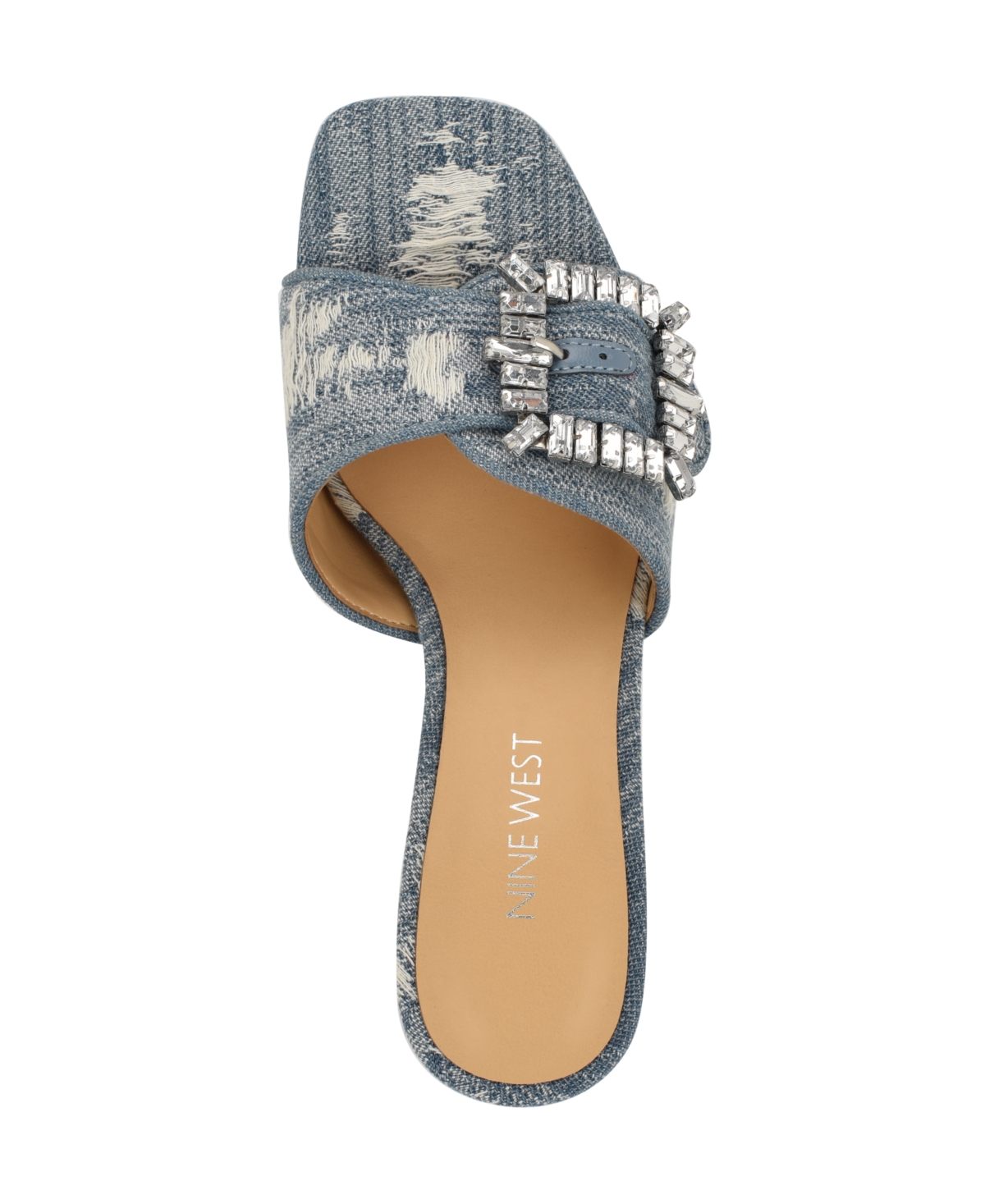 Shop Nine West Women's Geanila Block Heel Dress Sandals In Light Blue Denim