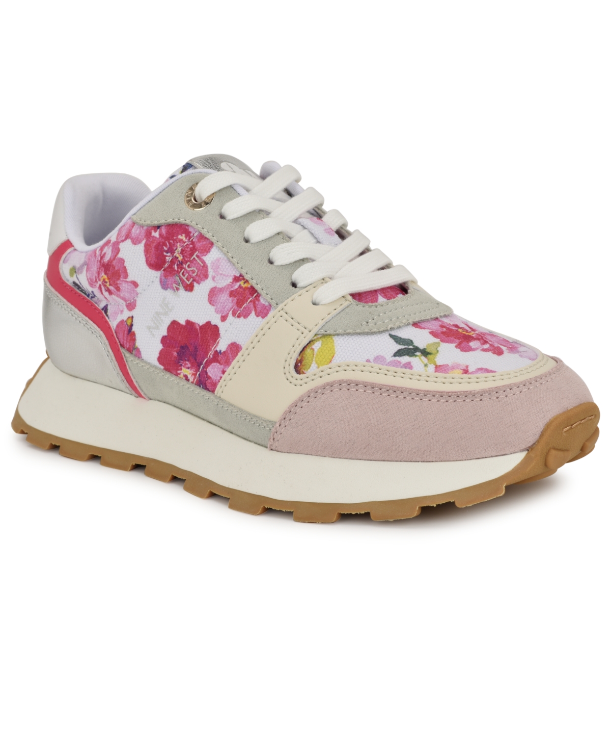 Shop Nine West Women's Kalah Casual Lace-up Sneakers In Pink Tea Party Floral