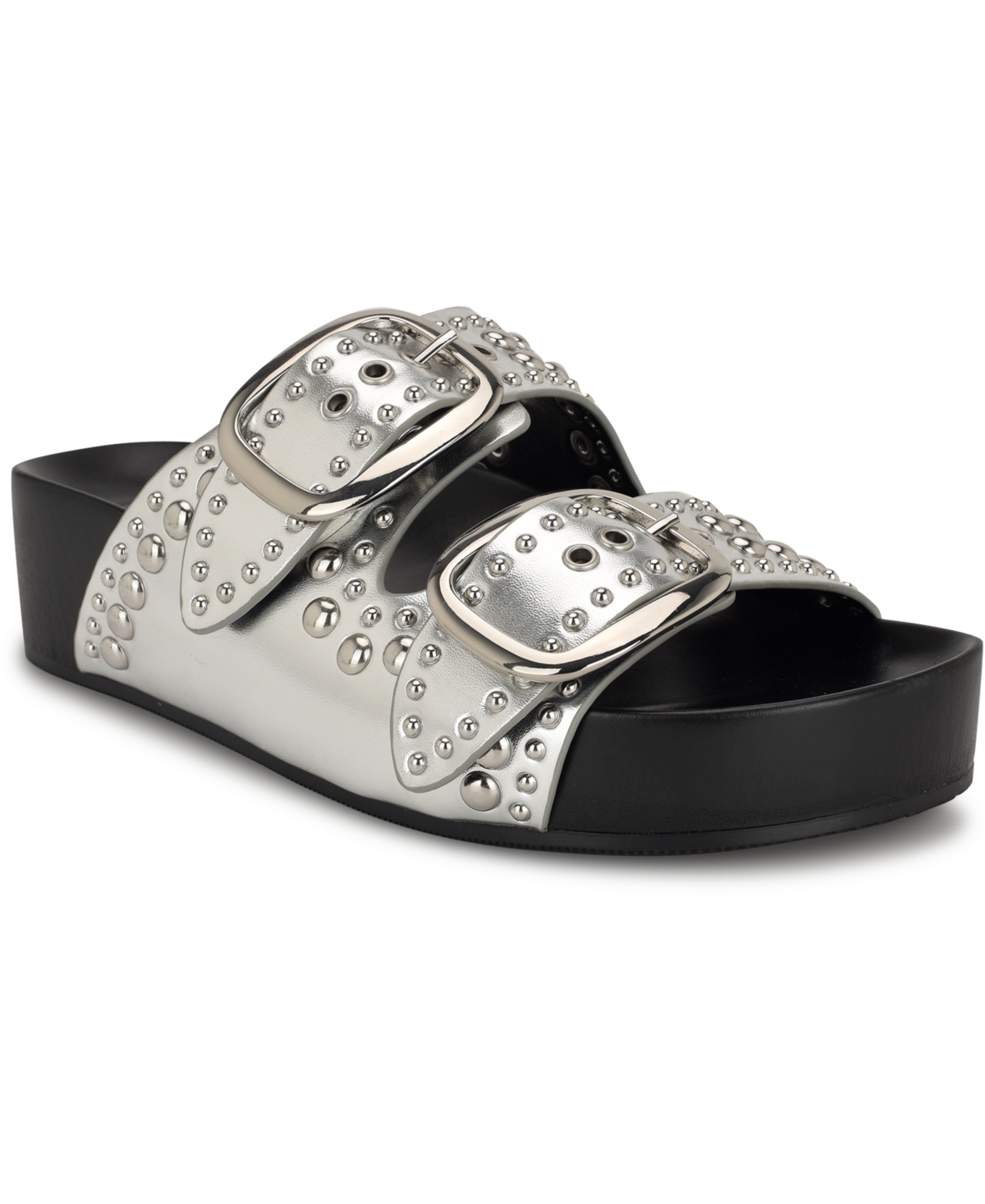 Women's Flinne Studded Double Buckle Sandals - Silver
