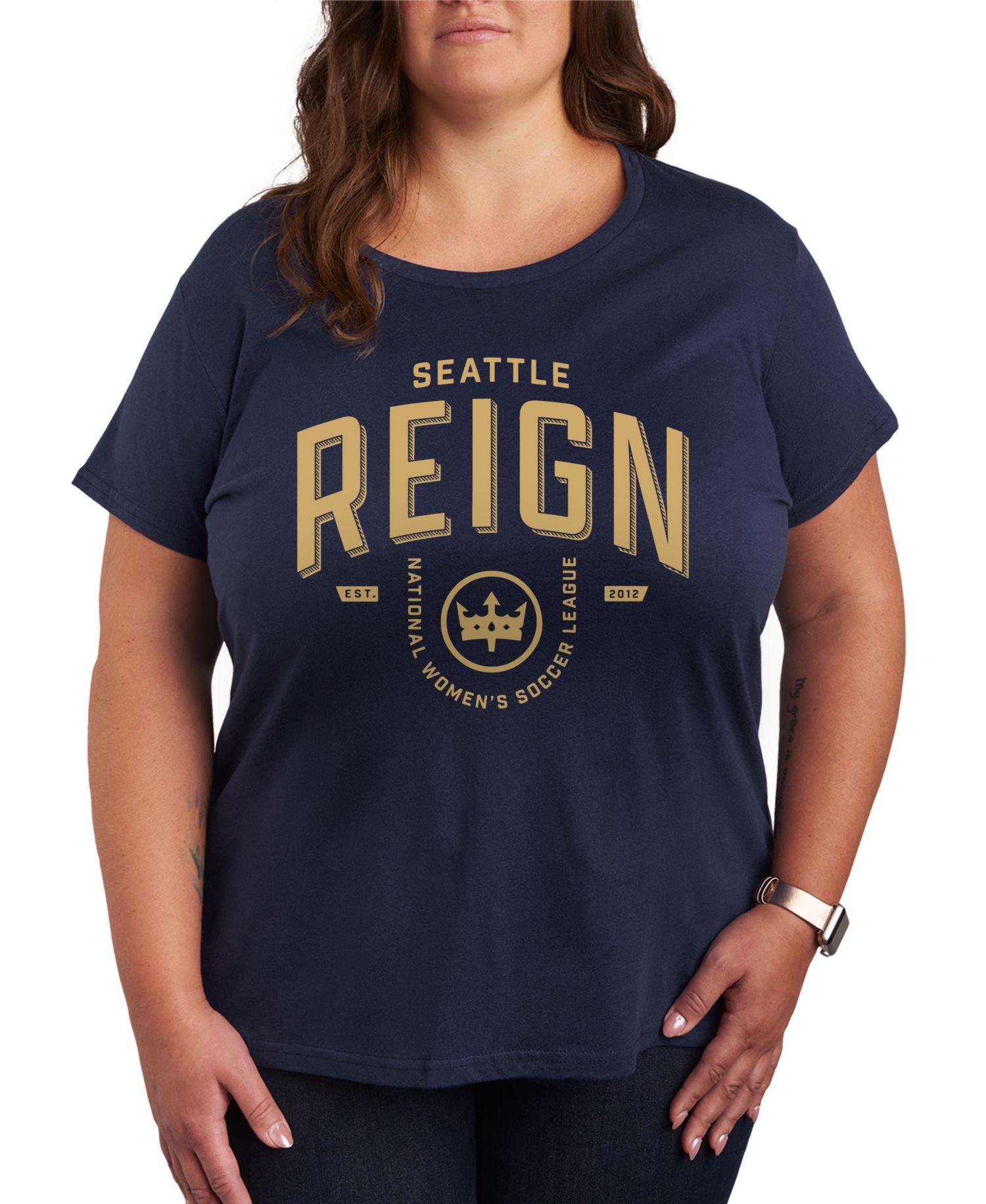 Plus Size Trendy Seattle Reign Graphic Crew Neck T-Shirt