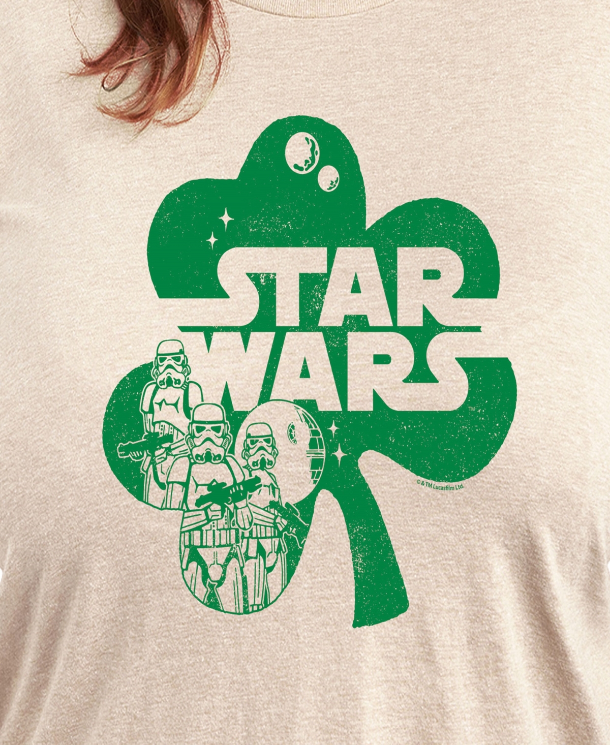 Hybrid Apparel Plus Size Star Wars Shamrock Graphic Crewneck T-shirt In Beige,khaki