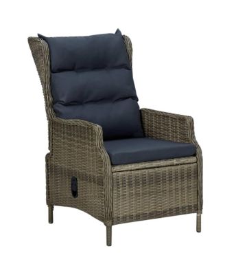 Reclining Patio Chair with Footstool Poly Rattan Brown