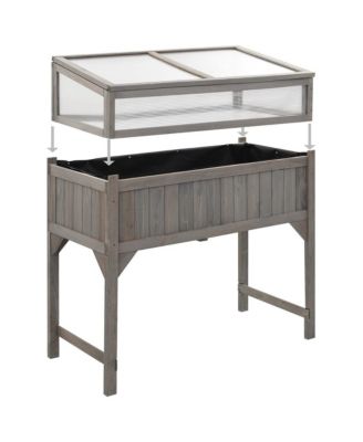 Raised Bed with Greenhouse 43.3"x21.3"x47.2" Solid Fir Wood