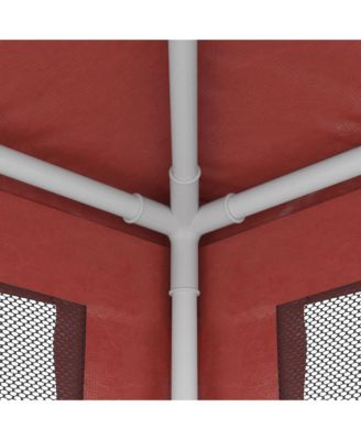 Party Tent with 4 Mesh Sidewalls Red 6.6'x6.6' HDPE