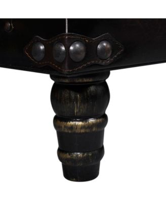 Storage Bench 43.7" Dark Brown Solid Wood Pine&Faux Leather