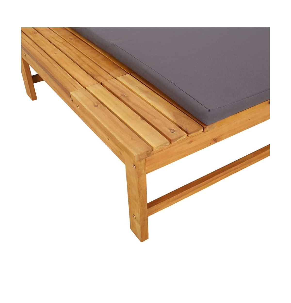 vidaXL Sun Lounger with Dark Gray Cushion and Pillow Solid Wood Acacia