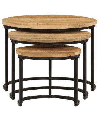 Nesting Tables 3 pcs Solid Rough Wood Mango