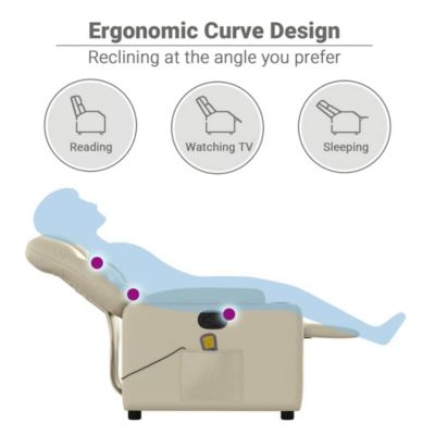 Massage Recliner Chair Cream Faux Leather