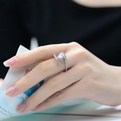 Sterling Silver Cubic Zirconia Pave Bypass Ring