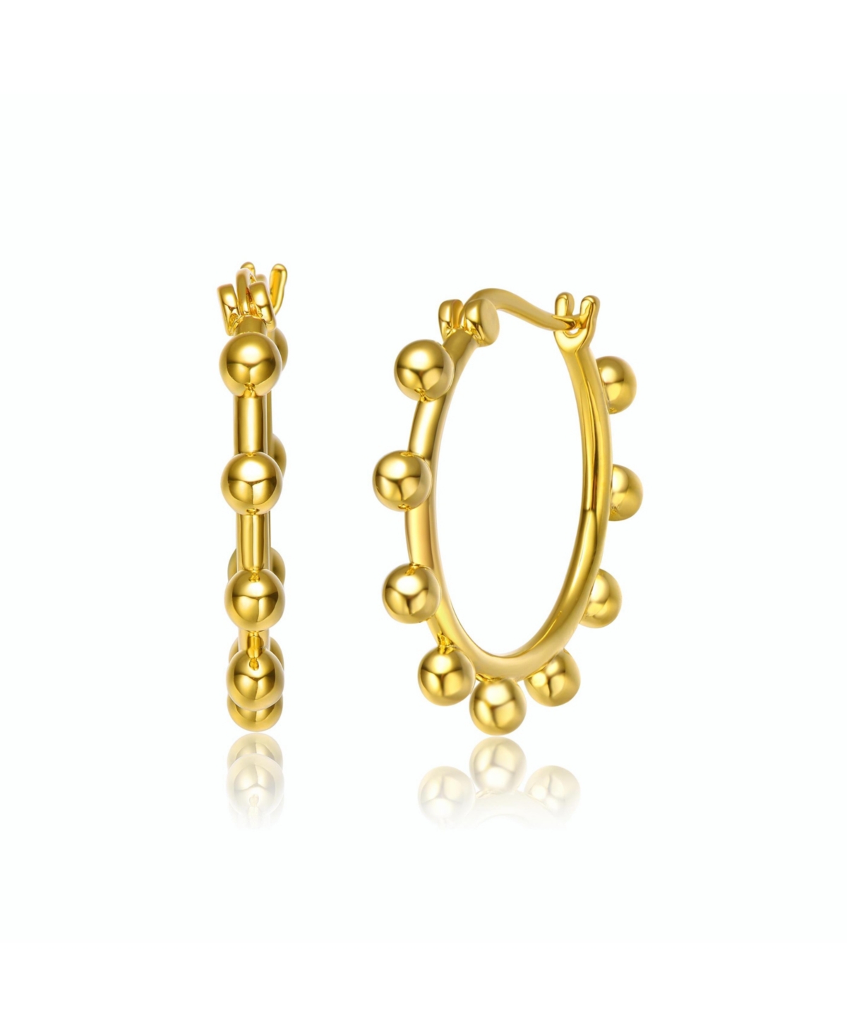 14K Gold Plated Cubic Zirconia Hoop Earrings - Gold