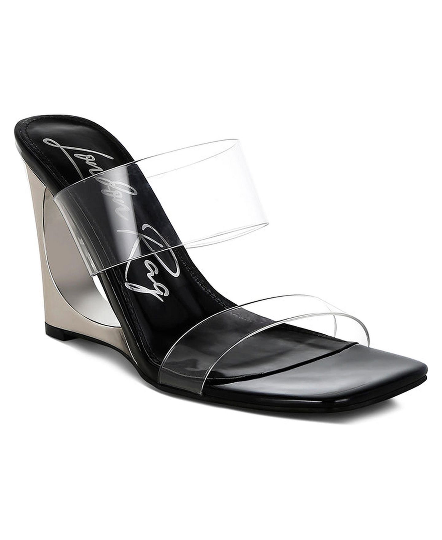 Женские сандалии London Rag Zelene Fantasy Wedge Heel Clear, цвет: Чёрный — фото 2