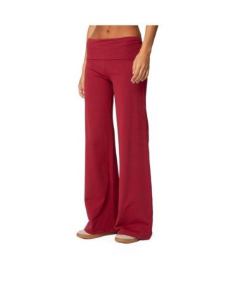 Womens Wide Leg Fold Over Pants