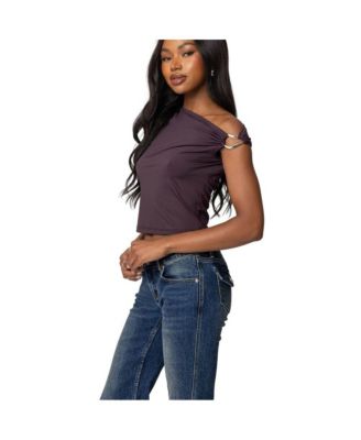 Womens Abstract Metal Ring Asymmetric Top