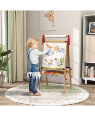 3 in 1 Easel for Kids with Paper Roll, Whiteboard, Chalkboard